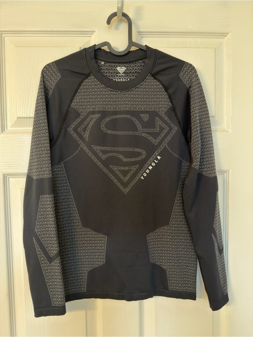 YoungLA Long-Sleeve Black Superman compression shirt